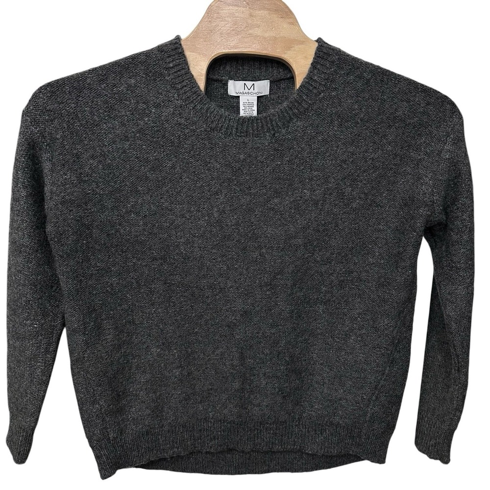 Magaschoni Women's Size Large Crewneck Wool Mohair Blend Grey Sweater